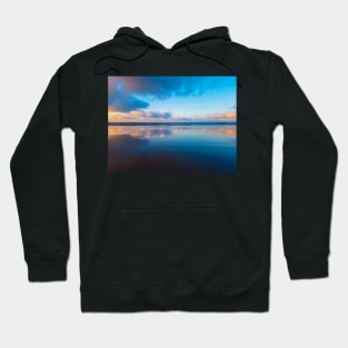 Clouds and Sunset at beach  with reflection in water Hoodie